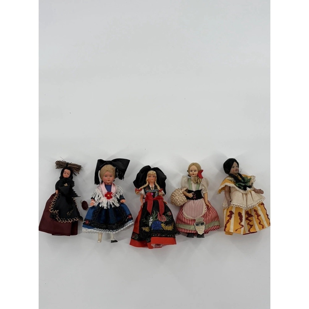 Vintage European Souvenir Folk Costume Dolls Lot of 5 Italy Trachten Traditional